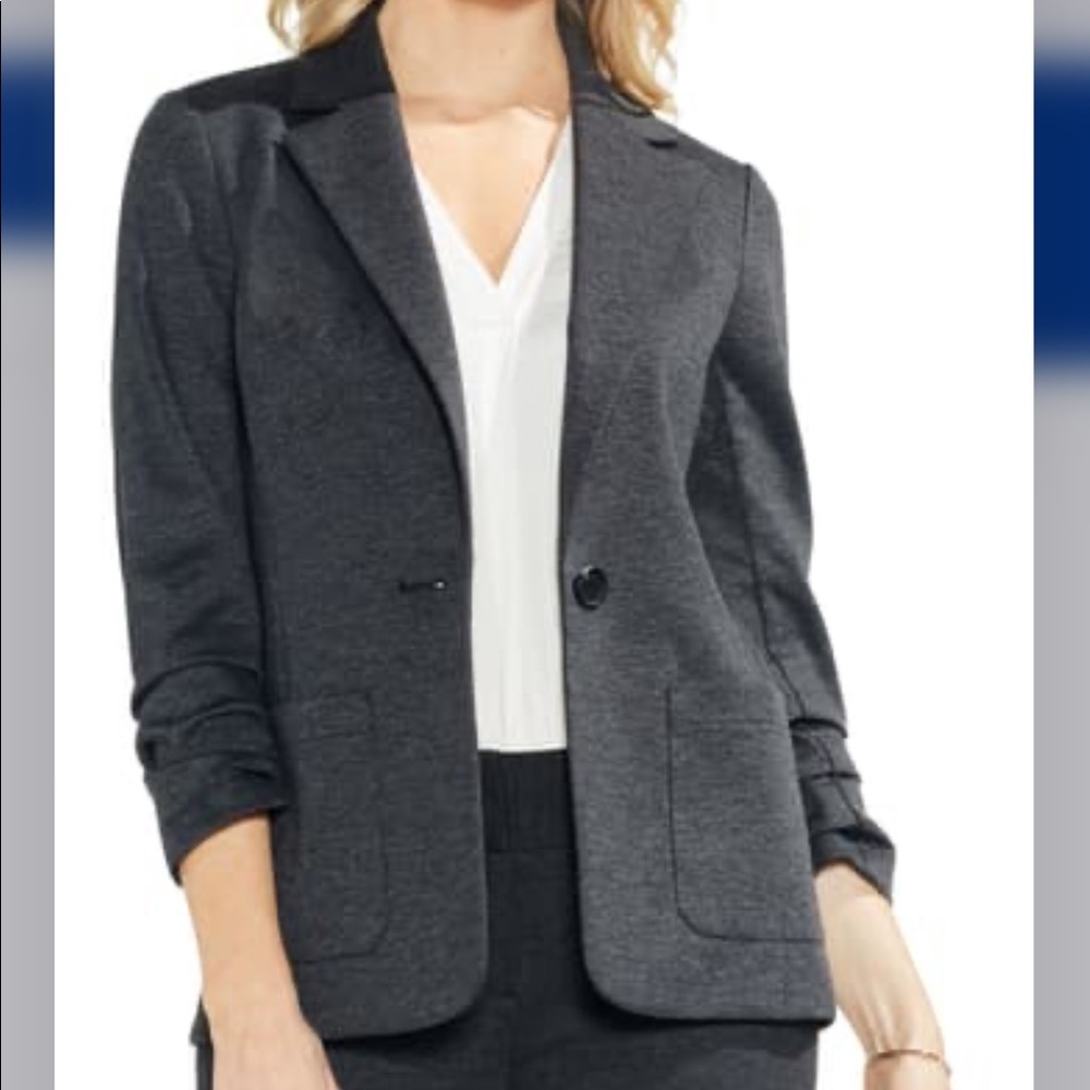 Vince Camuto Ruched Sleeve Ponte Blazer